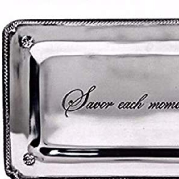 "Savor each moment" Global Market Aluminum Rectangle Tray - Picture 3 of 6